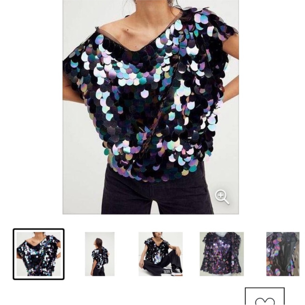 Free People Shimmy Shimmy Iridescent Sequin Top